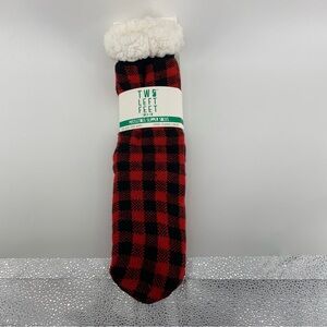 Two Left Feet Mistletoes Slipper Socks- Nonslip- Unisex- Buffalo Plaid- NWT